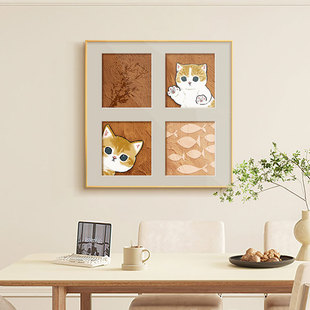 Nordic Cat Restaurant Decorative Painting Modern Simple Living Room Mural Cream Style Bedroom Painting Niche Art Hanging Painting
