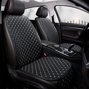 Cross-border Amazon Leather Car Cushion Three-piece Set Tie-free Four Seasons Universal Velvet Embroidered Non-slip Single-piece Seat Cushion