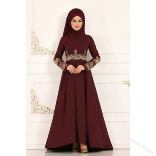 Factory direct supply new European and American three-dimensional embroidered high waist slim ethnic dress temperament large pendulum dress PP1184
