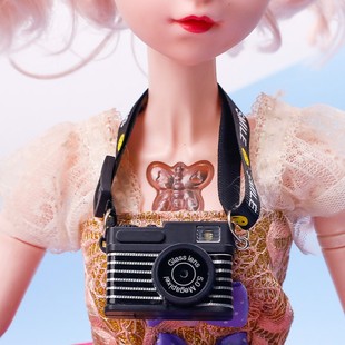 Cotton Doll Smiley Face Rope Ribbon Luminous Sound Mini SLR Camera Pendant Pork Lamb Plush Doll Pendant