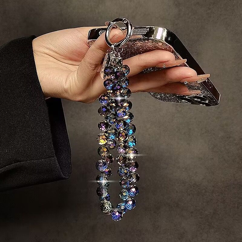 High-End Luxury Mobile Phone Lanyard Short Water Drop Crystal Hanging Chain Hand-Beaded Wrist Chain Satchel Anti-Lost Pendant