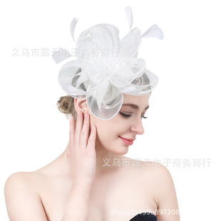 Europe and the United States hot selling organza bride feather headdress horse racing festival hat stage performance catwalk hair accessories cross-border supply