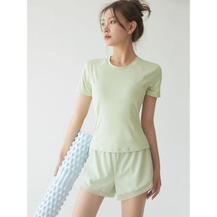 Sports suit Women's Wide Pine Summer Thin Breathable Yoga Suit suit Running Training Anti-running Shorts Quick-drying Short-sleeve