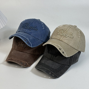 Lingqi new high-end distressed baseball cap spring and autumn sun protection sun protection peaked cap summer hat female fashion