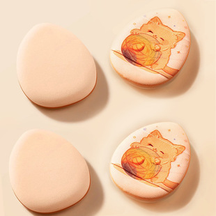 Fun Finger Powder Puff Small Drop-Shaped Mini Multi-Pattern Wet and Dry Concealer Liquid Foundation Makeup Puff
