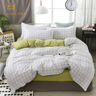 New small fresh four-piece bedding student dormitory single bed sheet quilt cover wash cotton three-piece wholesale