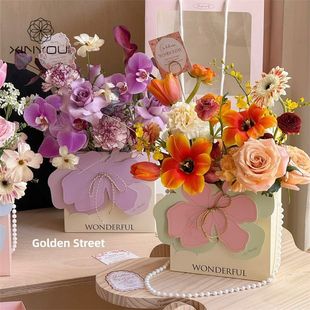 3.8 Goddess Festival Bow Flower Box Holding Flower Box Flower Gift DIY Handmade Semi-finished Flower Box for Girlfriend
