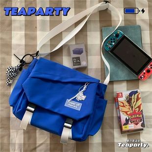 Klein Blue South Korea Ins Hong Kong Style Bag All-match Street Shot Shoulder Messenger Bag ulzzang Student Crossbody Bag for Women