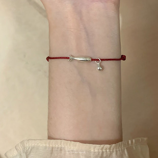 Koi Red Rope Bracelet Women's Light Luxury Niche Exquisite 2024 New Antique New Chinese Style Woven Hand Rope Bracelet