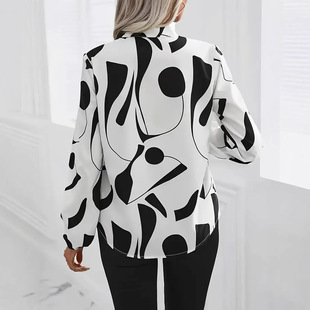 Cross-border 2024 Europe and America Amazon New Geometric Printing Casual Shirt Top