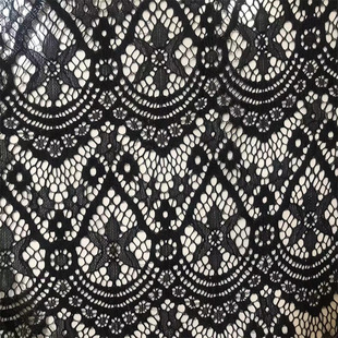 Door Width 1.5m Non-elastic Water Drop Flower Lace Fabric Women's Dress Wedding Dress Fabric White and Black Spot Wholesale