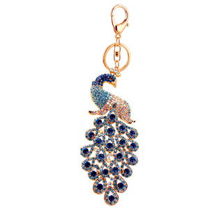 Chinese Style Creative Cute Diamond-encrusted Xishuangbanna Beautiful Peacock Car Keychain Women's Bag Accessories Pendant 339