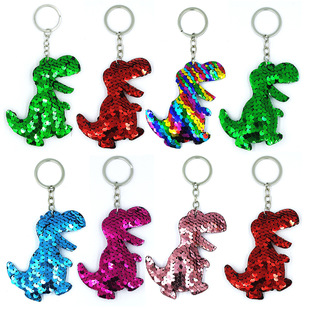 Cross-border Reflective Bright Dinosaur Keychain Sequin Keychain Bag Car Pendant Hanging Garment Accessories Accessories