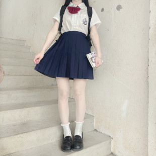 Spot wholesale solid color black pleated skirt skirt skirt jk uniform skirt bad long skirt genuine strong cyanotic color