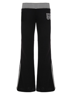 American Style Street Style Striped Contrast Color Stitching Waist Knitted Pants Cross-border Low Waist Straight Slim-fit Slimming Casual Pants