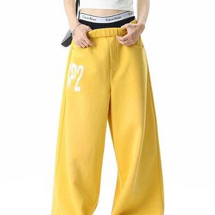 American-Style Heavyweight Letter Print Drape Sweatpants Unisex Summer Trendy Loose Sports Casual Pants Street Dance Wide-Leg Pants