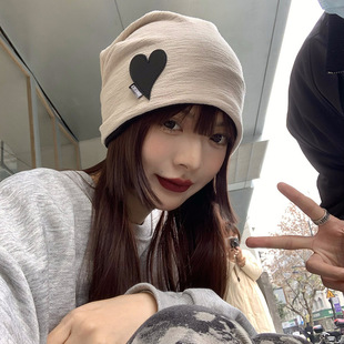 Spring new pile cap net red fried street black baotou cap Japanese ins cotton thin cold cap moon cap