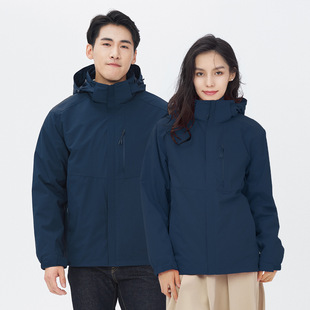 Autumn and winter outdoor three-in-one charge clothing detachable two-piece waterproof windproof fleece-lined breathable warm tooling customization