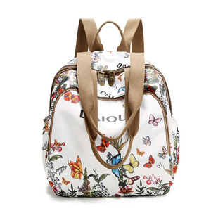 Cross-border New Printed Portable Butterfly Wear-resistant Flower Backpack Lightweight Casual Hand Bag All-match Mummy Bag
