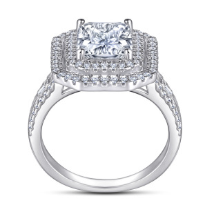 Tonglin ring New Square Diamond s925 sterling silver ring Women's ladder square zircon row diamond silver jewelry not easy to fade ring