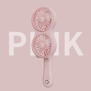 Cross-border double-head small fan handheld folding fan outdoor student desktop charging mini convenient large wind electric fan