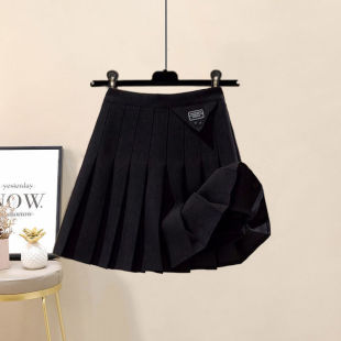 Plus size women's clothing 2023 new autumn and winter suit women's chubby girl fashion stitching hooded sweater pleated skirt two-piece set