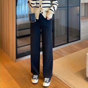 Washed Blue and Black High Waist Slim and Tall Comfortable All-match Straight Pants Loose Wide Leg Sweeping Jeans for Women 2023 Spring and Autumn