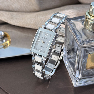 Cross-border Couple's Watch Square Wrist Watch Diamond Women's Watch Imitation Ceramic Quartz Watch Square European and American Big Brand Quartz Watch