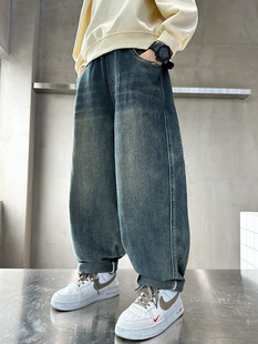 Children's Wear Boys Spring and Autumn Casual Jeans 2025 New Style Middle-big Children's Spring Pi Shuai Bang Street Casual Boys Trendy