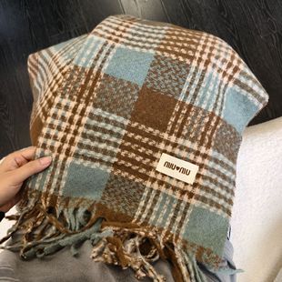 Plaid Scarf ~ Korean Plaid Tassel ins Scarf Women's Autumn and Winter Joker Students Warm Atmosphere Scarf Tide