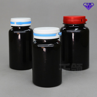 QL Xylitol Color Strip Bottle Dark PET Tear-off Cover Medicine Bottle Black Fish Oil Capsule Health Product Plastic Bottle