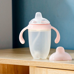 Learn to drink cup to drink silicone duckbill baby milk cup leak-proof anti-choking flat suction mouth pinch cup 6 months