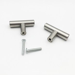 Factory wholesale stainless steel hollow T-shaped round tube handle furniture single hole one-leg handle cabinet glass door handle