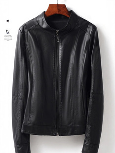 Haining Leather Women's Short Vertical Collar Slim-fit Slim Sheepskin Coat Autumn and Winter New Genuine Leather Jacket for Petite