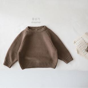 2023 Autumn and Winter New Children's Loose Sweater Base Shirt Korean Style Retro Pullover Sweater Top for Boys and Girls