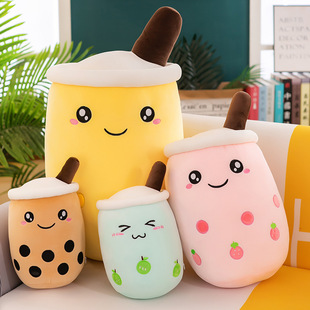 Cross-border simulation fruit milk tea cup pillow foreign trade plush toy large bubble tea doll cloth doll gift