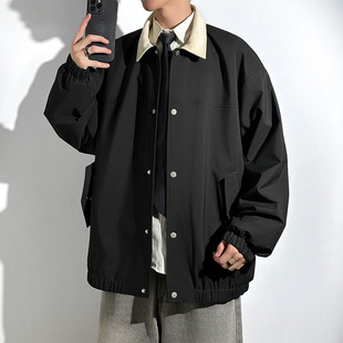 Crock Jacket Men's 2024 Spring and Autumn Teenager Handsome All-match Lapel Top American Style Fashion Brand Hong Kong Style Retro Jacket