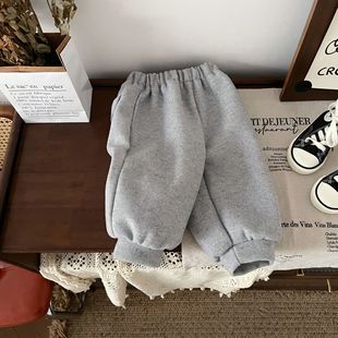 [in stock] DK247616 children's velvet pants 2024 winter children's Korean version of thick fleece-lined children's pants