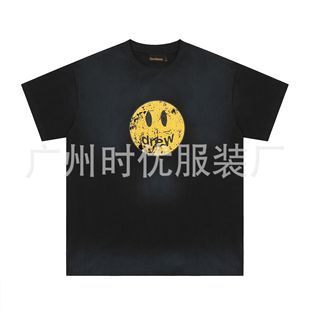 Correct Edition DREW European and American Fashion Brand HOUSE Summer New Wash Tie Dye Tear Print Men's and Women's Short Sleeve T-shirt