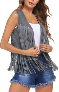 2024 AliExpress European and American Explosions Fringe Coat Women's Deerskin Velvet Buckle-free Long Vest Vest Coat Cardigan