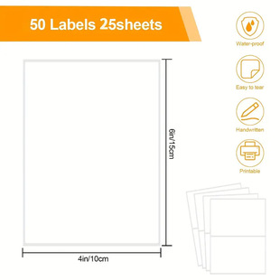 50pcs вкладка для хранения, 6x4 дюймов съемная вкладка для хранения, водонепроницаемый против разрыва