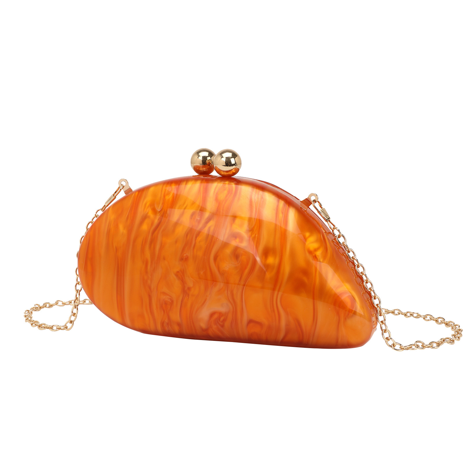 New cross-border women's oval acrylic evening bag, shoulder bag, crossbody bag, wedding banquet clutch, chain evening bag