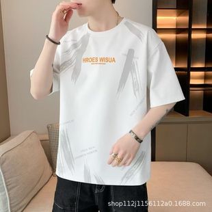 Tide Summer с короткими рукавами для мужчин 2024 новый модный круглый воротник