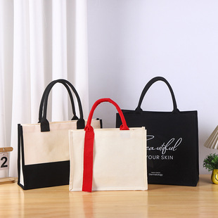Three-dimensional canvas bag in stock custom logo thickened tote bag advertising enterprise promotional streamer canvas bag custom