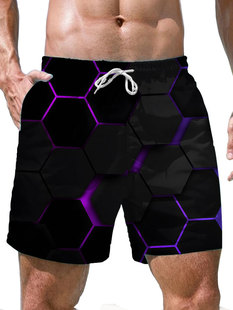 Cross-border 2024 New comfortable men's 3D shorts casual loose men's 3D digital printing trendy beach pants