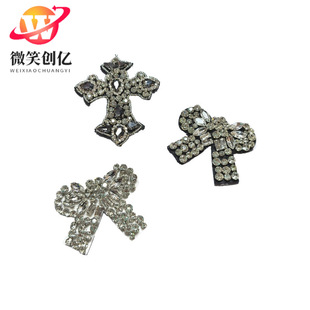 Spot wholesale vintage handmade beaded rhinestone bow cross cloth stickers clothes accessories accessories patch diy