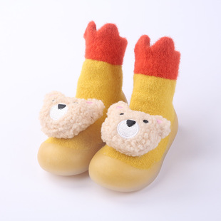 Winter fleece-lined toddler shoes children's non-slip floor shoes infant warm fleece-lined floor socks men's and women's baby socks shoes