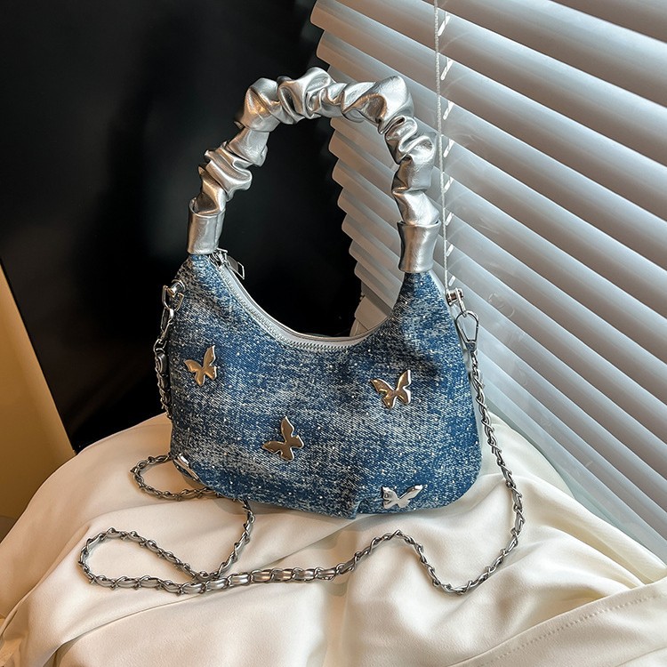 2026 New Korean Style Niche Butterfly Pleated Handbag for Women, Fashionable and Elegant Chain Shoulder/Crossbody Bag