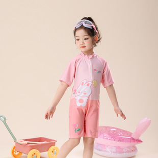 Children's Quick-drying Cartoon Swimsuit Girls' Summer Small and Medium-sized Children's Western Style Princess Fashion Sided Beach Hot Spring Swimsuit