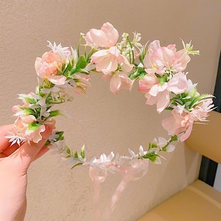 Children's Headband Princess Super Fairy Wreath Headwear Girls Mori Simulation Flower Strap Headband Girls' Hair Flower Hair Accessories